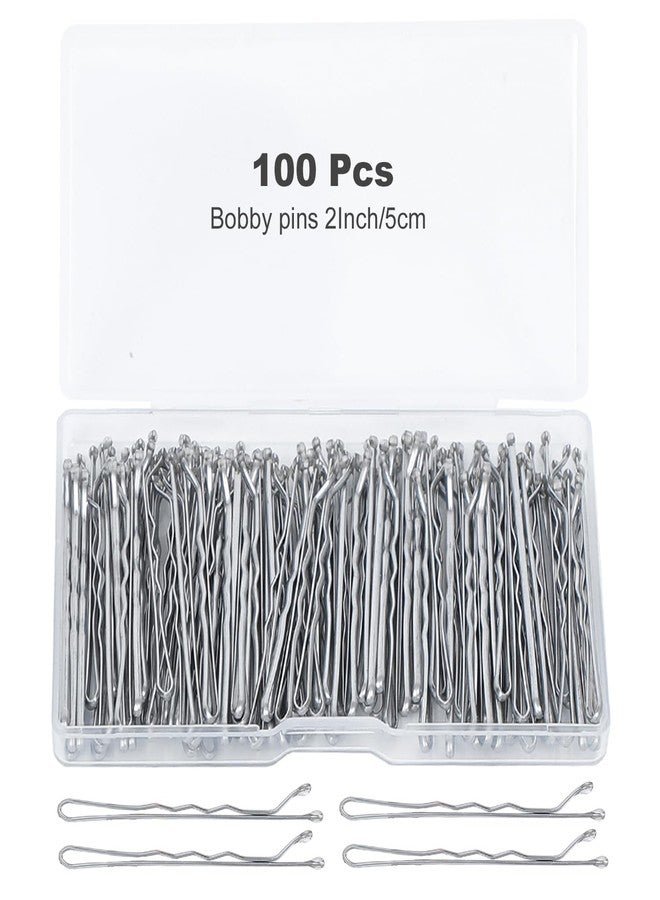Zuolabty 100Pcs Bobby Pins Silver Hair Pins Kit for Women Girls Kids Premium Wavy Silver Bobby Pins Hair Clips for Gray White Hair with Storage Box,Suitable for All Hair Types (2inch) - Image 1